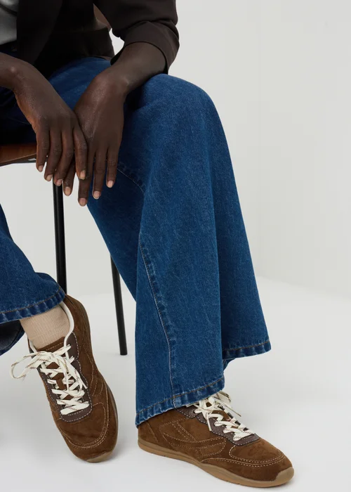 Chocolate Retro Faux Suede Trainers - 3 Image 2