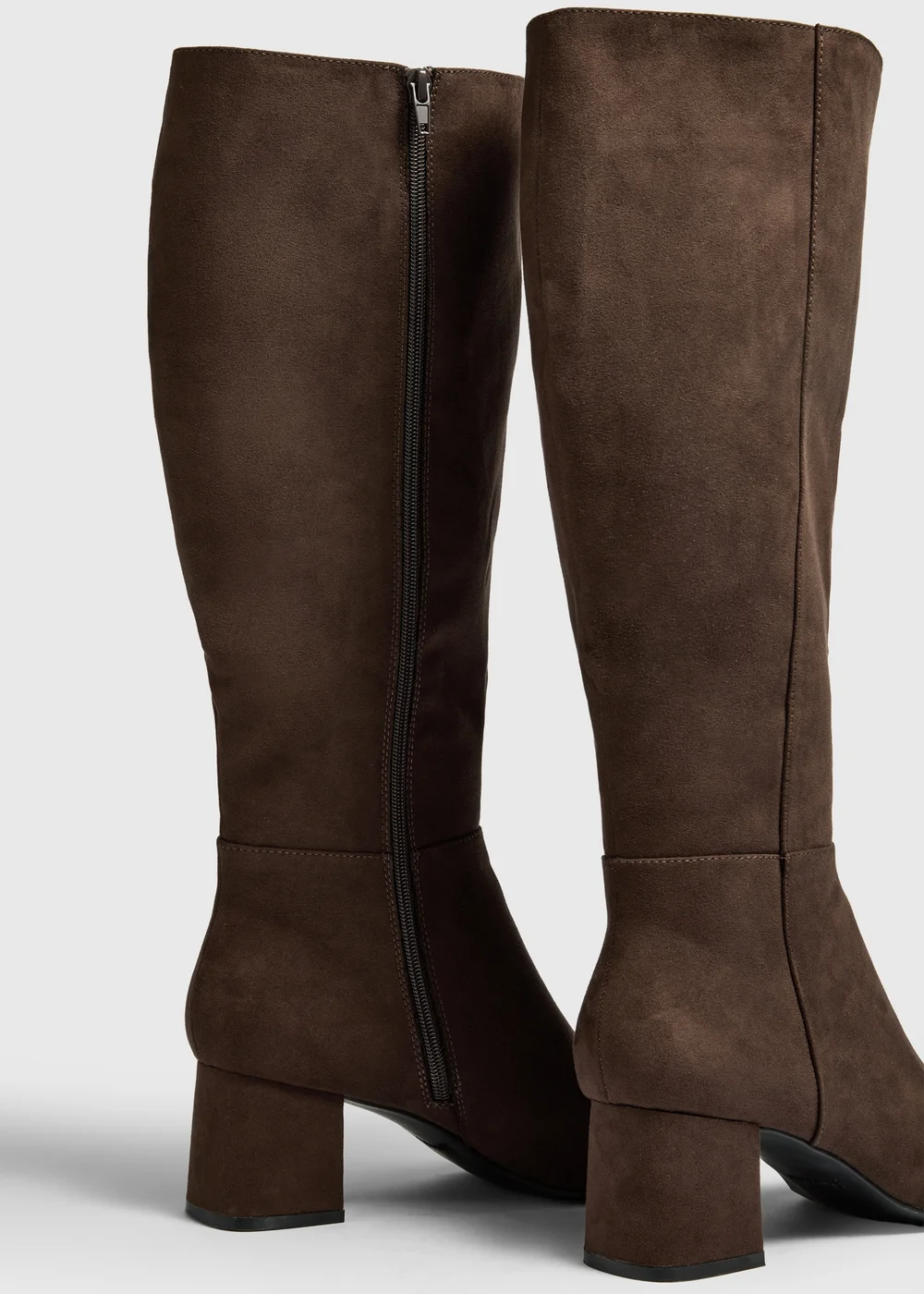 Brown Knee High Low Block Boots - 4 Image 2