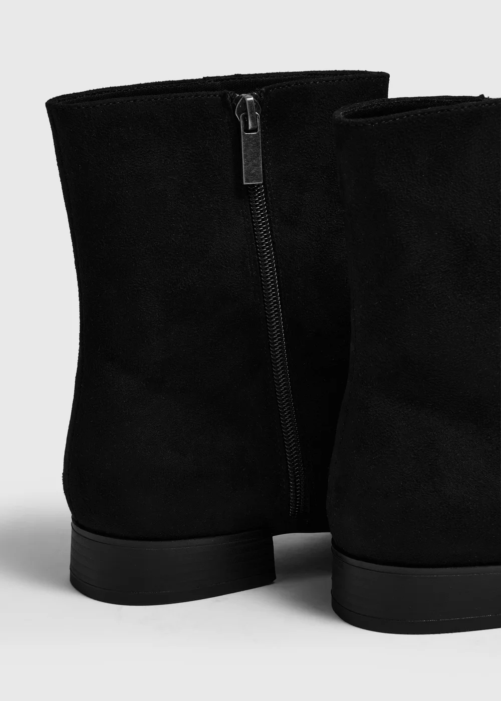 Black Faux Suede Ankle Boots - 3 Image 2