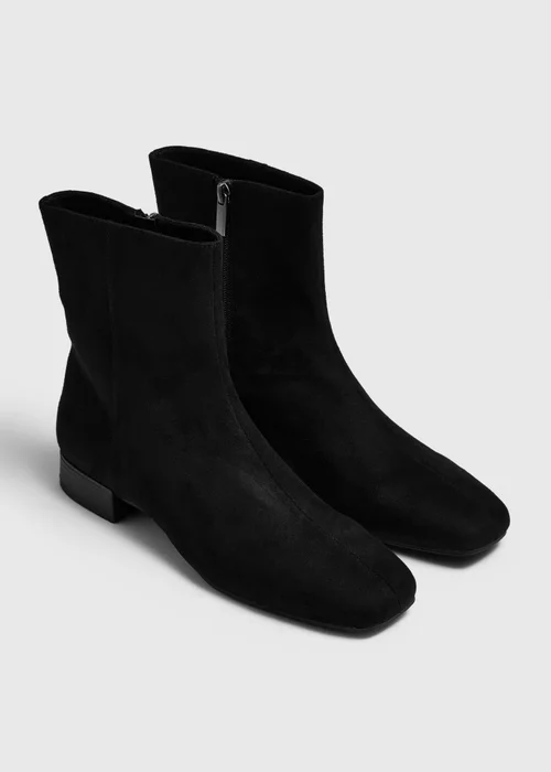 Black Faux Suede Ankle Boots - 3 Image 1