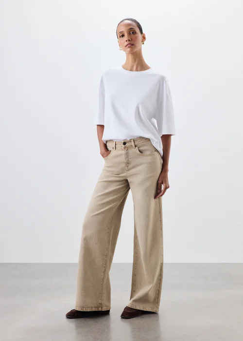 Sand Stretch Mid Rise Wide Leg Jeans - 24/L29 Image 4