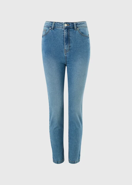 Blue Mid Wash Stretch High Rise Cigarette Jeans - 24/L29 Image 5