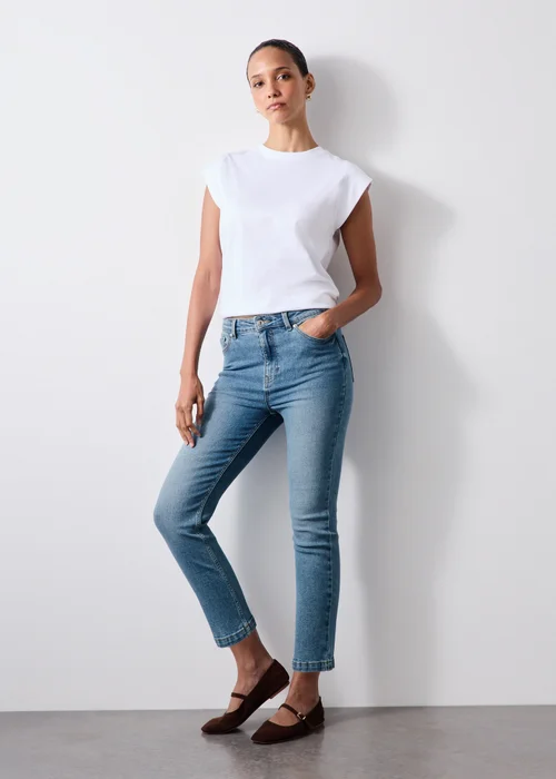 Blue Mid Wash Stretch High Rise Cigarette Jeans - 24/L29 Image 4