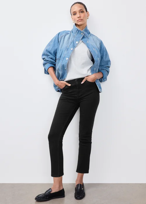 Black Stretch Cigarette High Rise Jeans - 24/L29 Image 1