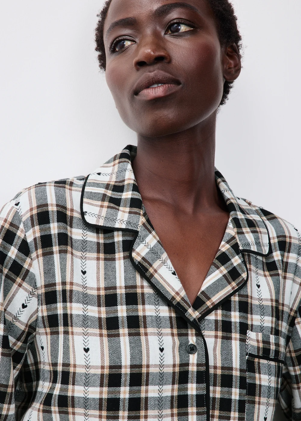 Black Check Button Up Pyjama Set - 8 Image 3
