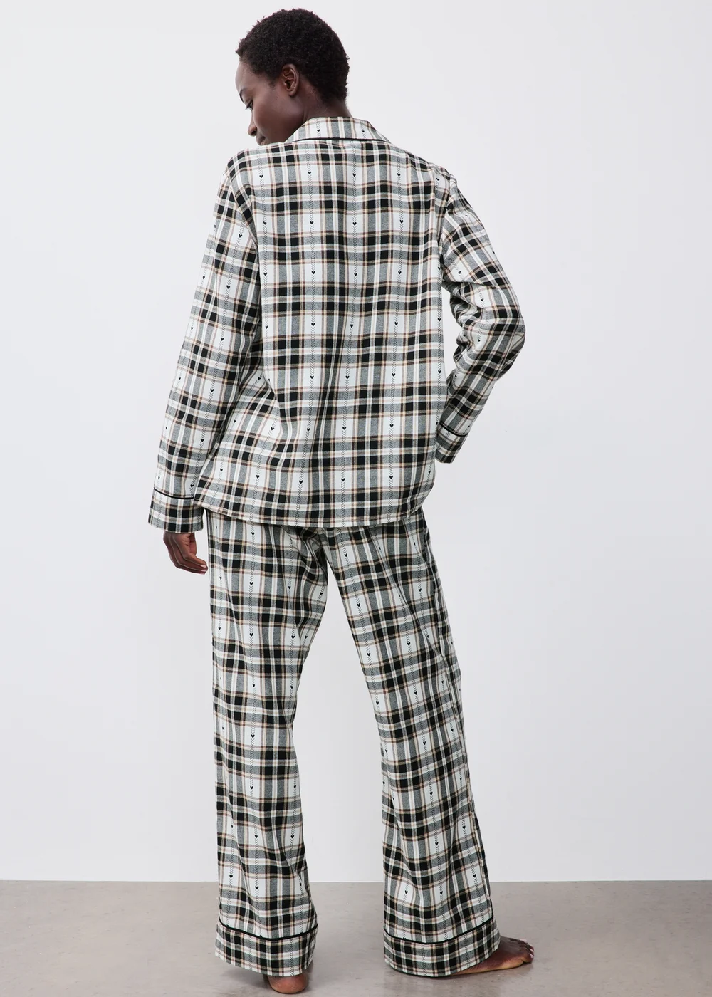 Black Check Button Up Pyjama Set - 8 Image 2