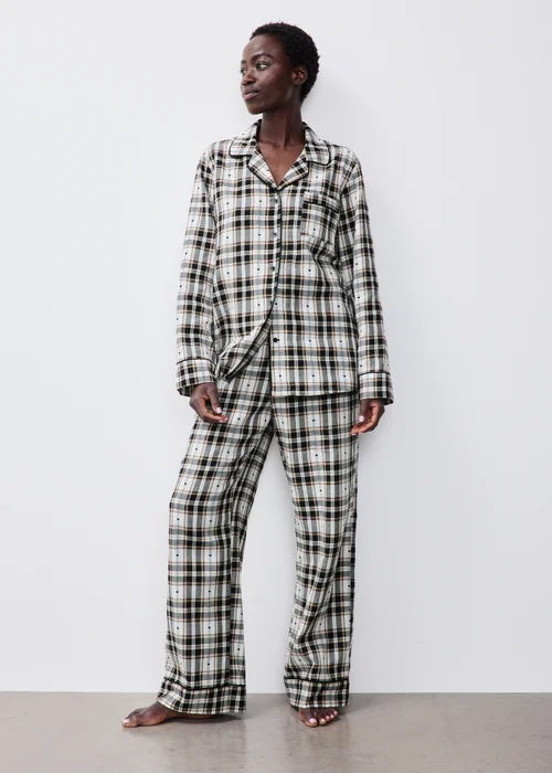 Black Check Button Up Pyjama Set - 8 Image 1
