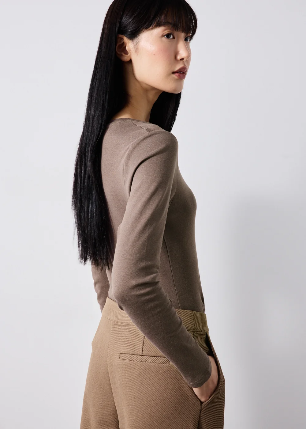 Chocolate Brown Long Sleeve Top - 8 Image 2