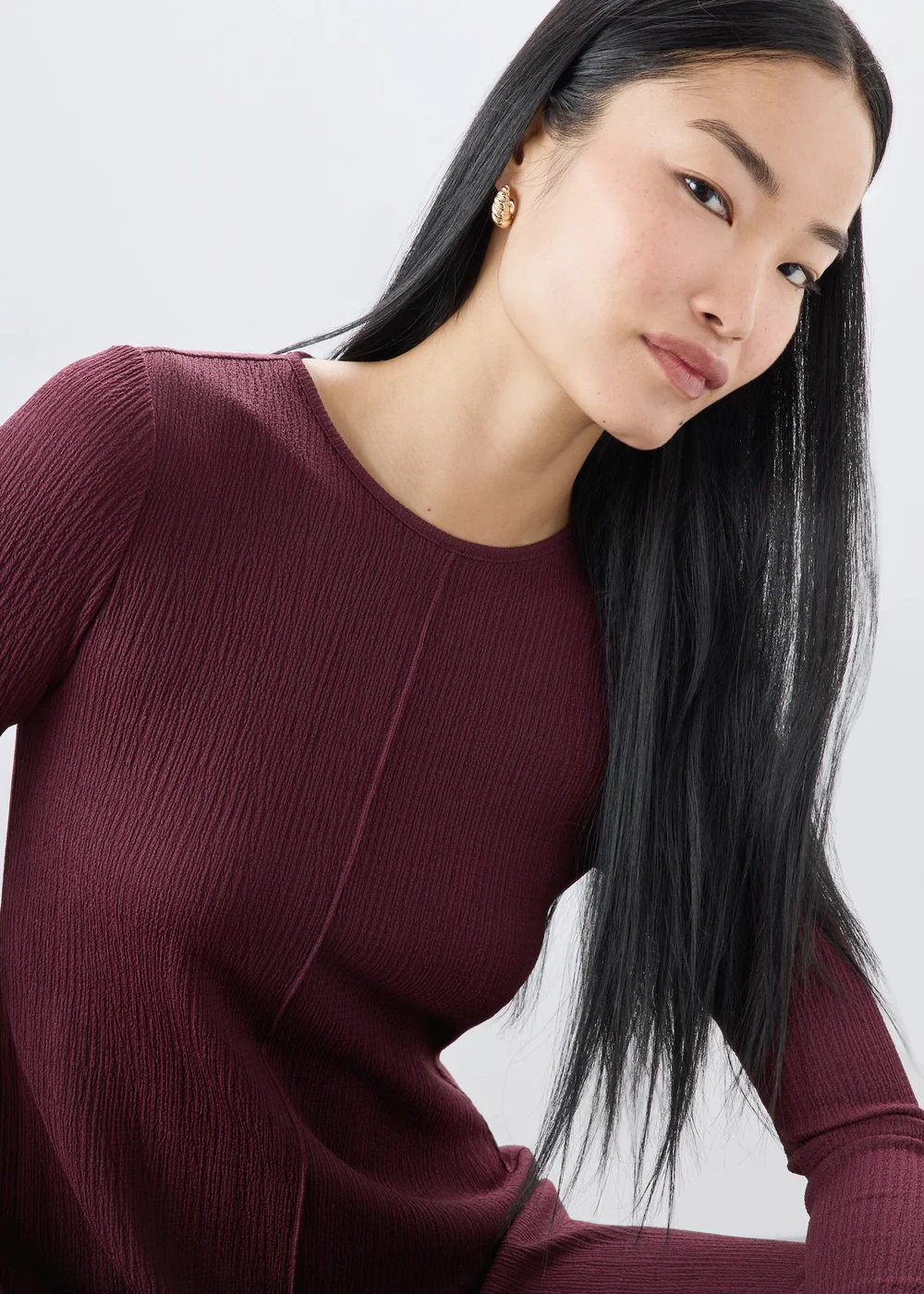 Wine Textured Midaxi Dress - 8 Image 3