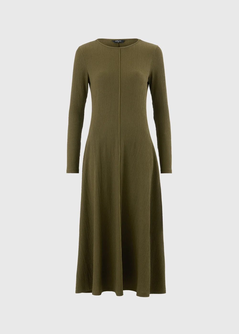 Khaki Textured Midaxi Dress - 8 Image 2