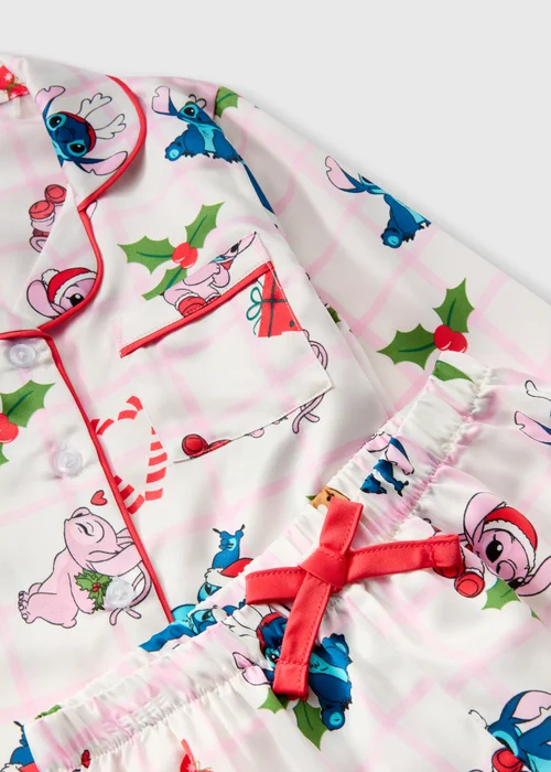 Girls Disney Stitch Cream Christmas Pyjamas (4-13yrs) - 4 Yrs Image 2