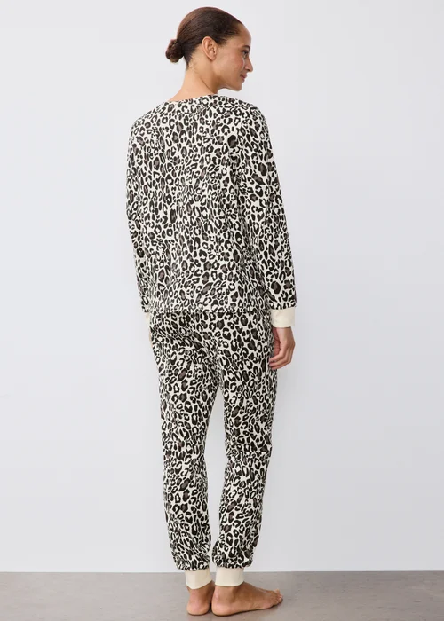 Brown Leopard Cuffed Pyjama Set - XS Image 2