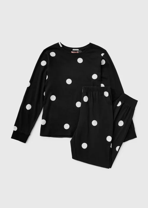 Black Spotted Long Sleeve Pyjamas - XS Image 4