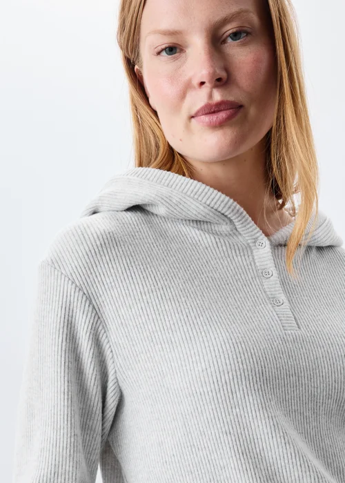 Grey Ribbed Loungewear Hoodie - XS Image 3