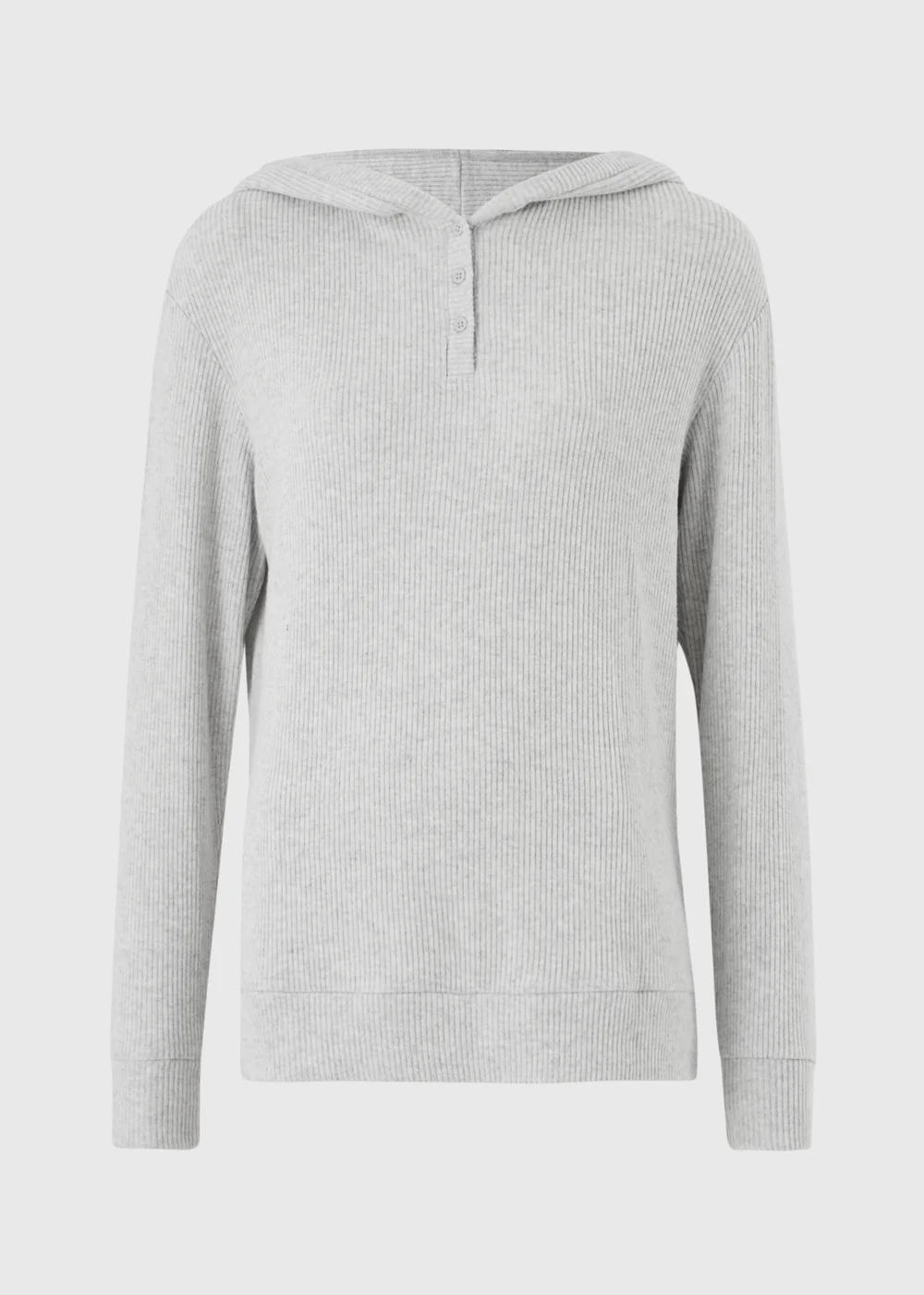 Grey Ribbed Loungewear Hoodie - XS Image 4