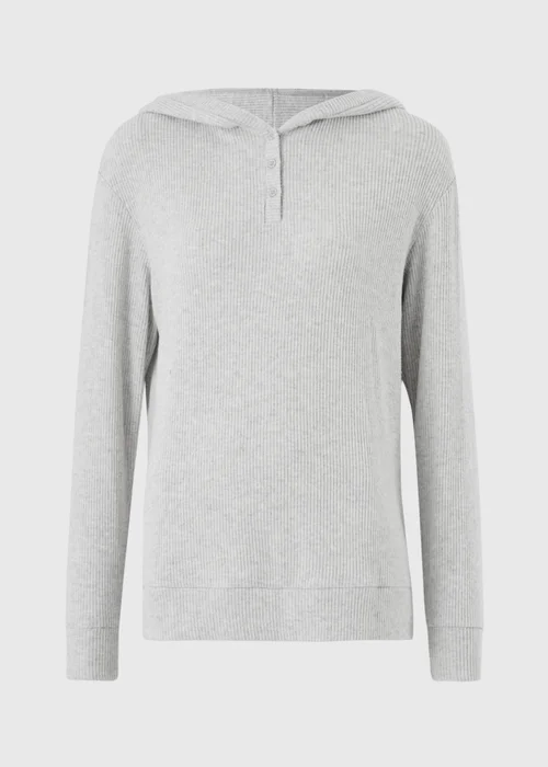 Grey Ribbed Loungewear Hoodie - XS Image 4