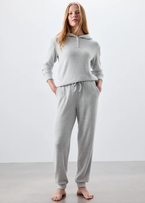 Grey Ribbed Jogging Bottoms - XS Image 1