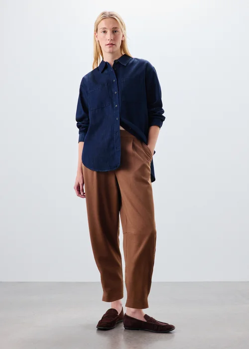 Rust Twill Barrel Leg Trousers - 16/L29 Image 1