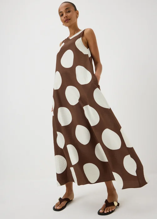 Chocolate Brown Polka Dot Trapeze Miaxi Dress - 26 Image 1