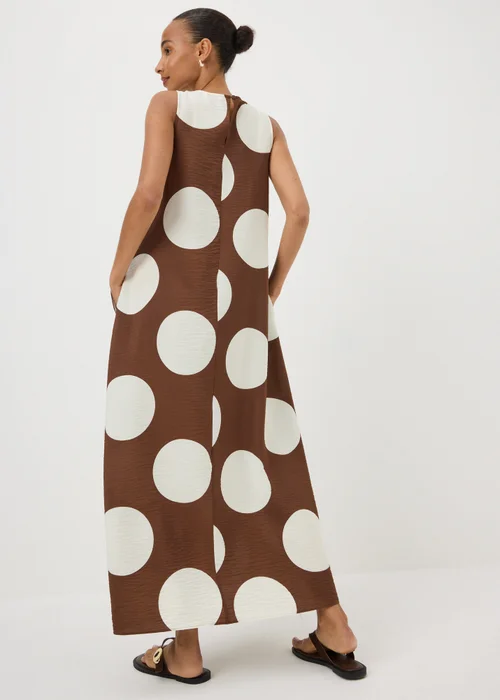 Chocolate Brown Polka Dot Trapeze Miaxi Dress - 26 Image 3