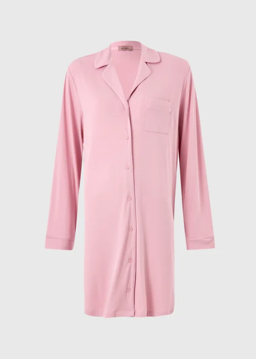 Pink Ribbed Traditional Nightie - XS Image 3
