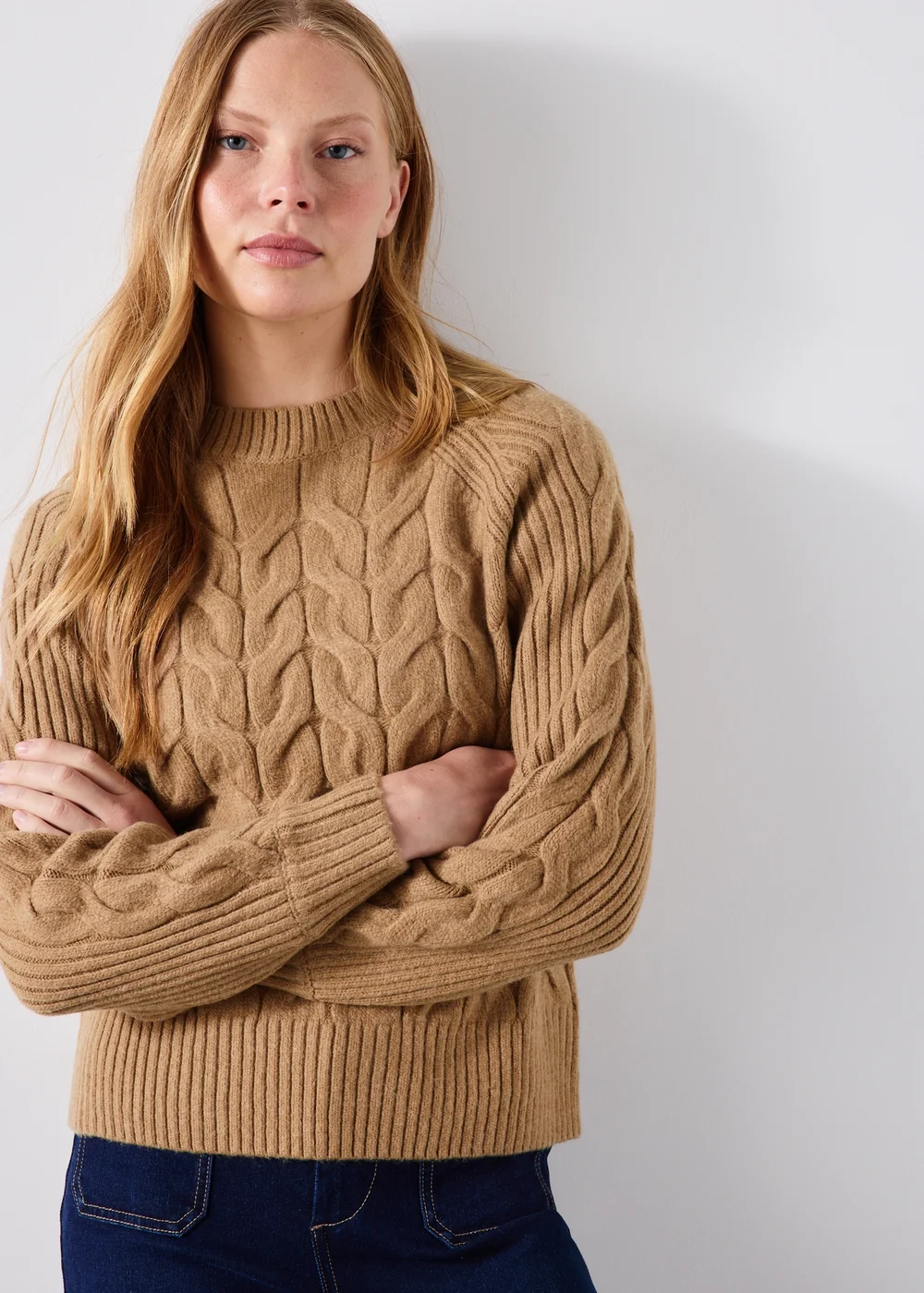 Camel Cable Knit Jumper - XS Image 1