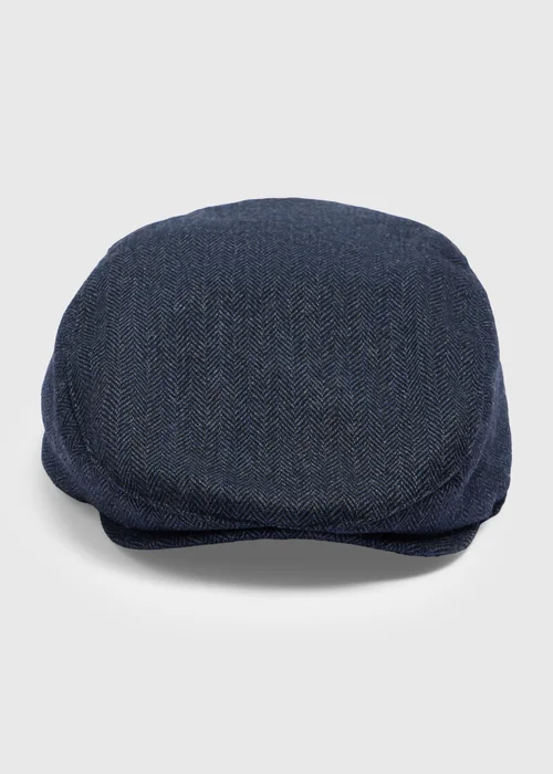 Navy Herringbone Flat Cap - S/M Image 1