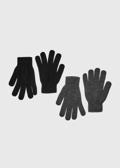 2 Pack Grey & Black Gloves - One Size Image 1