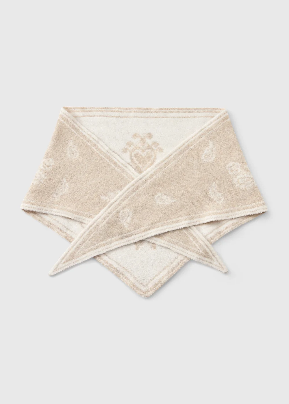 Cream Paisley Triangle Scarf - One Size Image 2
