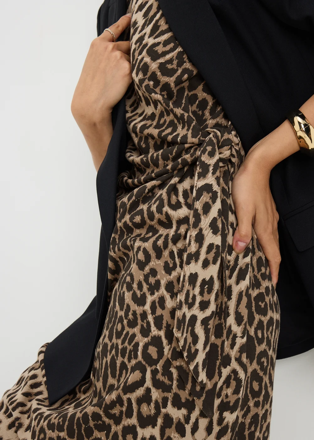 Brown Leopard Print Tie Waist Mini Dress - 8 Image 3