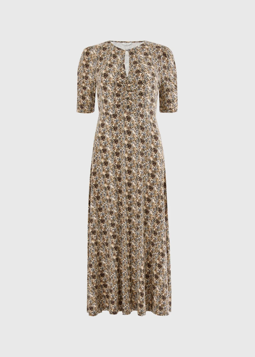 Brown Animal Print Twist Front Midaxi Dress - 8 Image 3