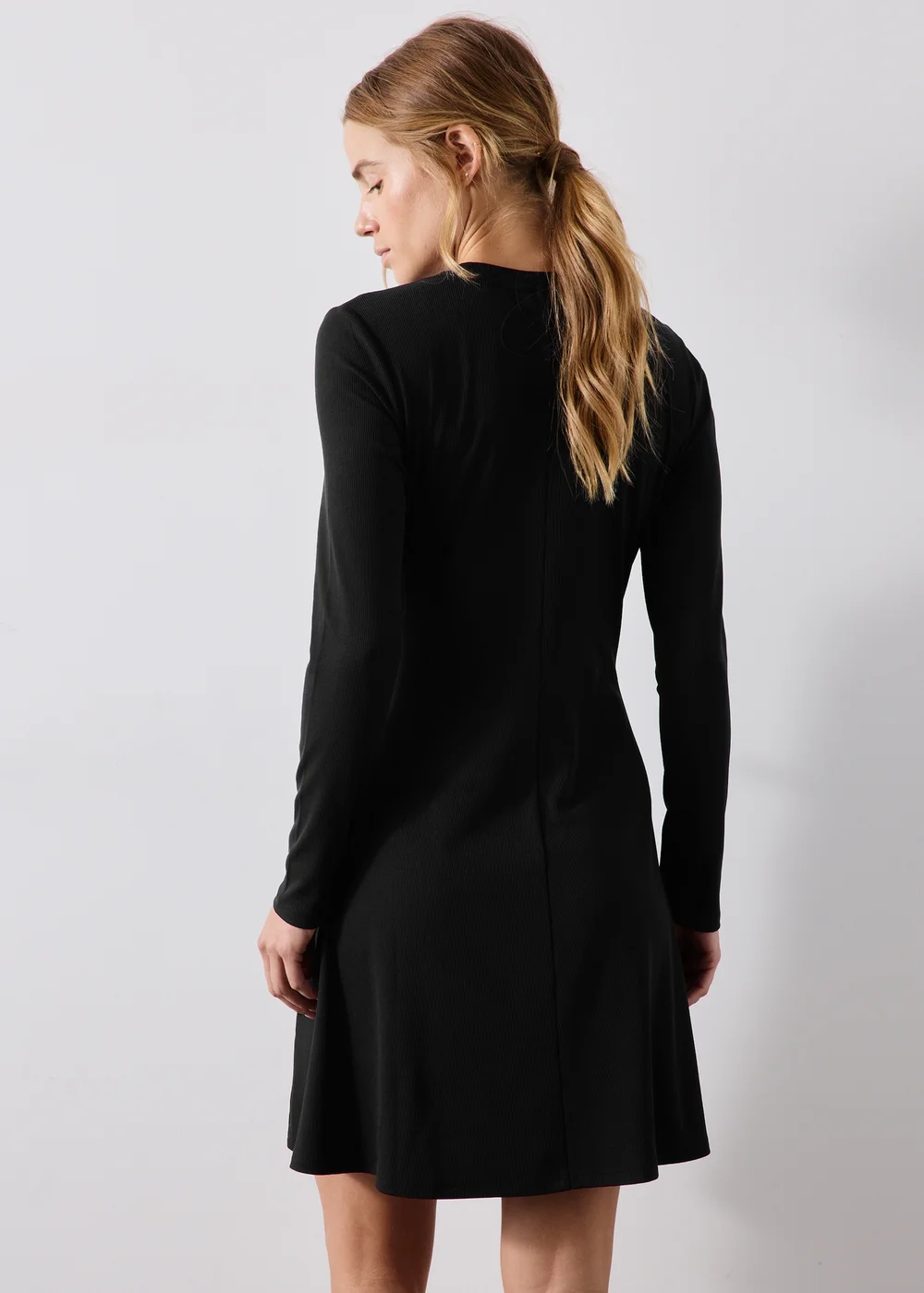 Black Ribbed Mini Dress - 8 Image 2