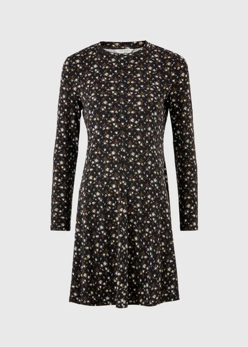 Brown Ribbed Ditsy Print Mini Dress - 8 Image 5