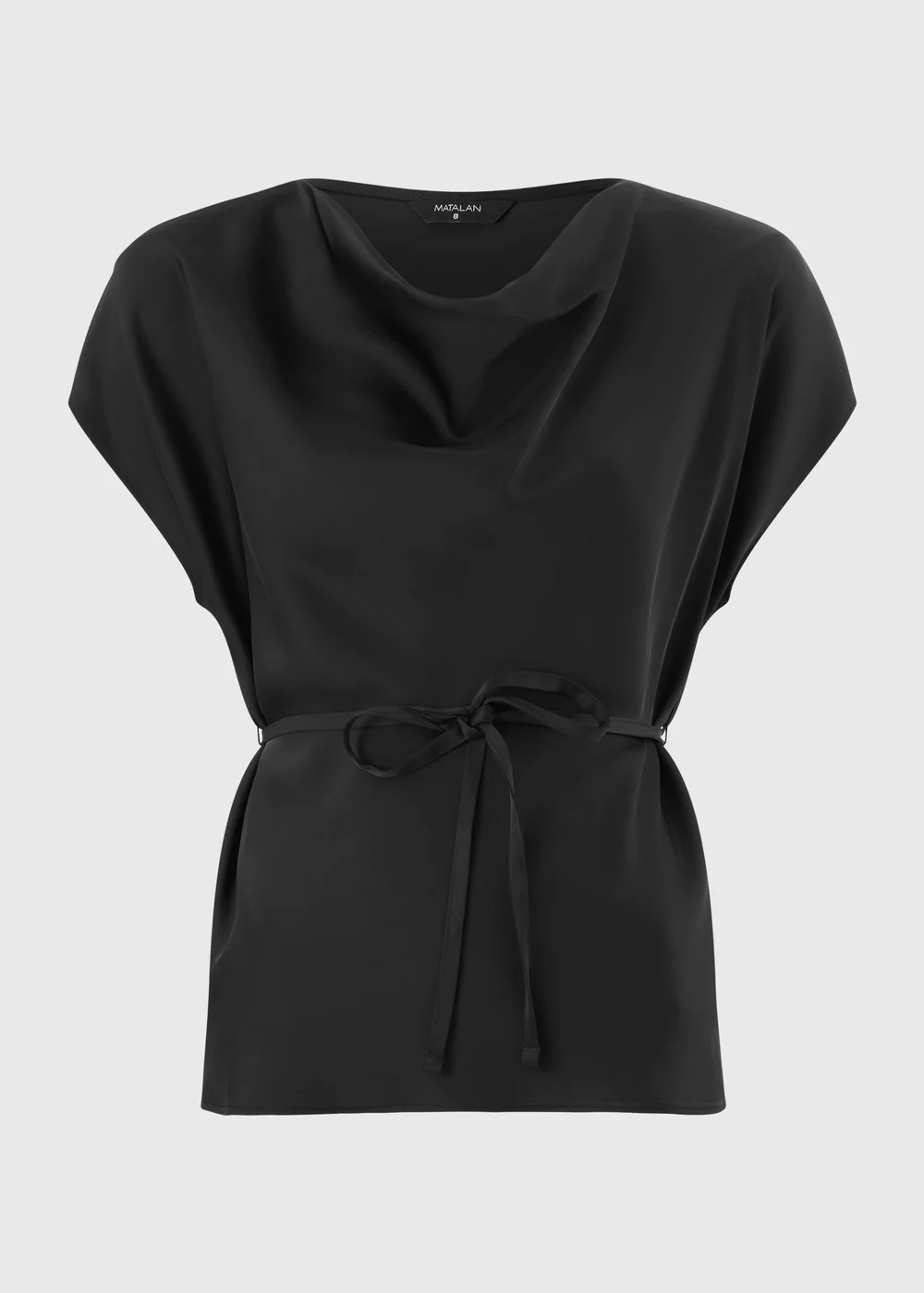 Black Satin Drape Co-Ord Top - 8 Image 1