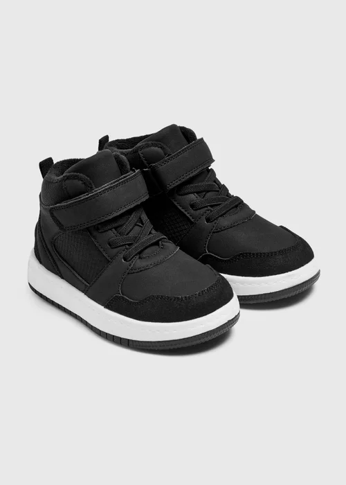 Boys Black Velcro High Top Trainers (Younger 4-9) - 4 Infants Image 1