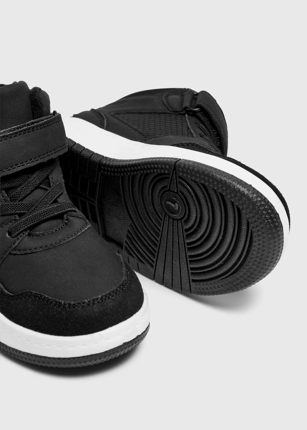 Boys Black Velcro High Top Trainers (Younger 4-9) - 4 Infants Image 2