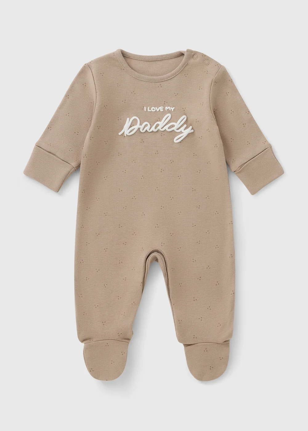 Baby Beige Daddy Slogan Sleepsuit (0-23mths) - First Size Image 1
