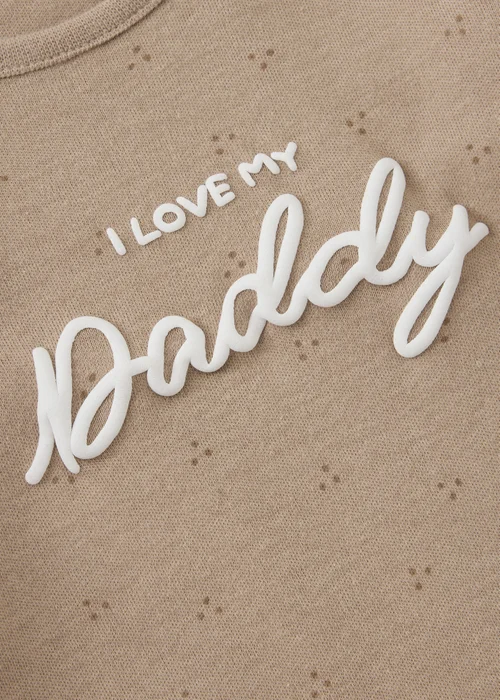 Baby Beige Daddy Slogan Sleepsuit (0-23mths) - First Size Image 2