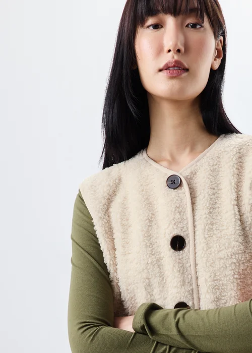 Cream Borg Button Through Gilet - XS Image 4