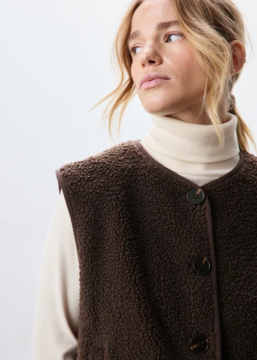 Chocolate Brown Borg Gilet - S Image 3
