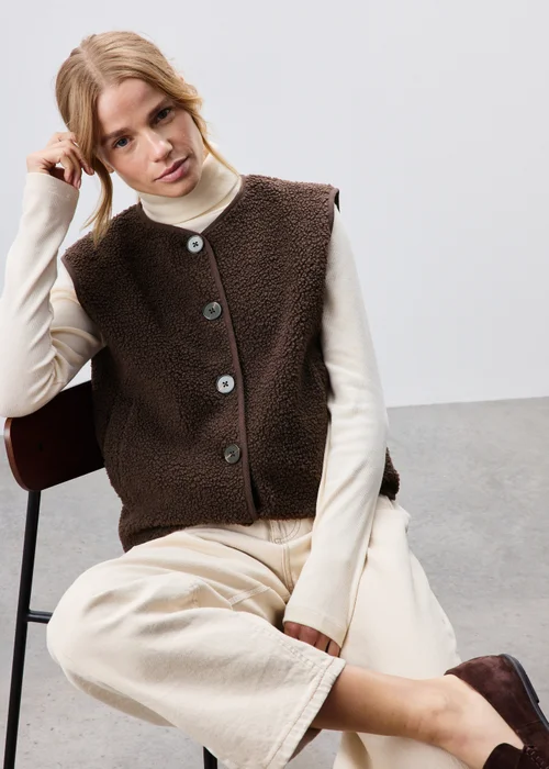 Chocolate Brown Borg Gilet - S Image 1