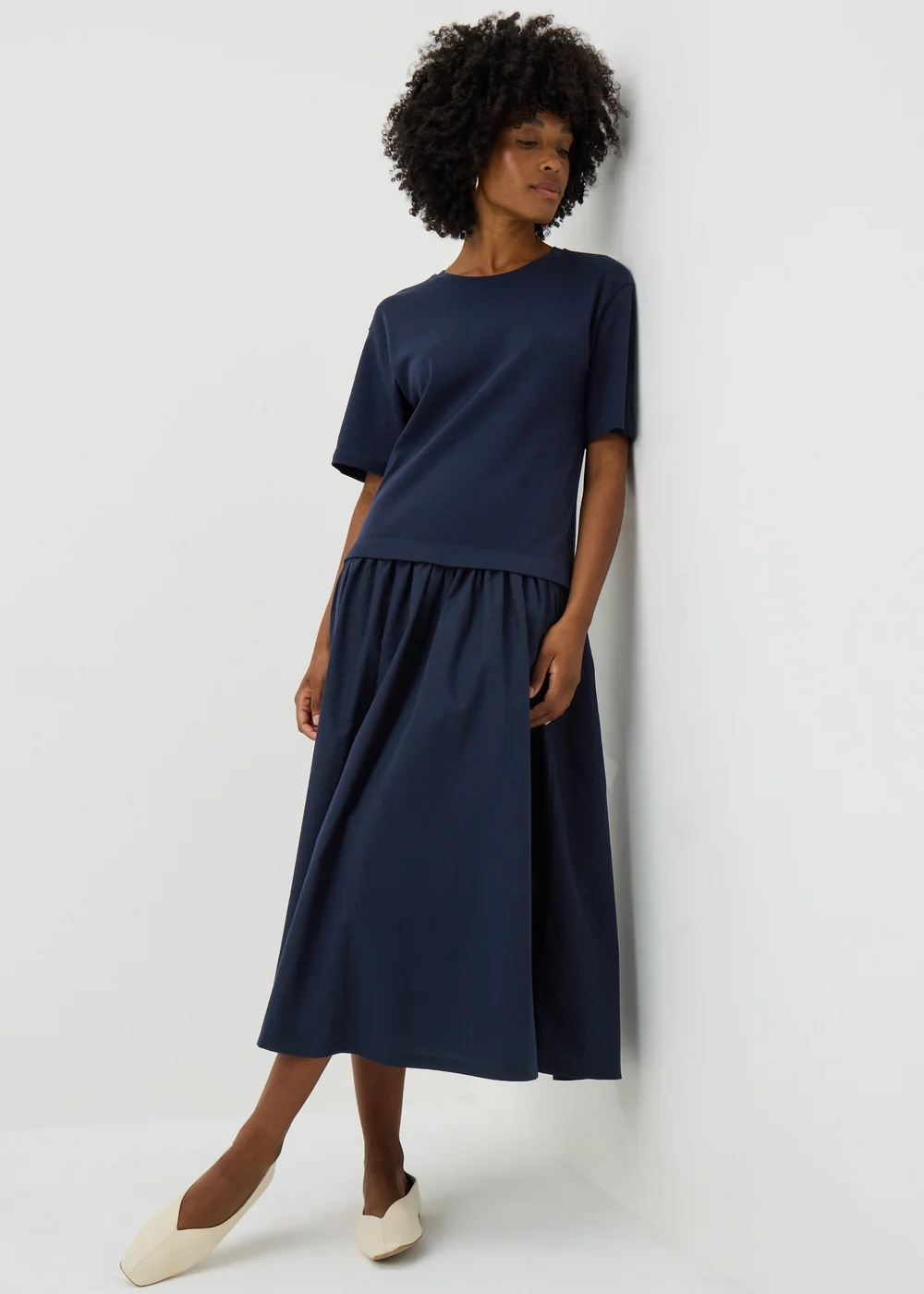 Navy 2 in 1 T-Shirt Midaxi Dress - 8 Image 1