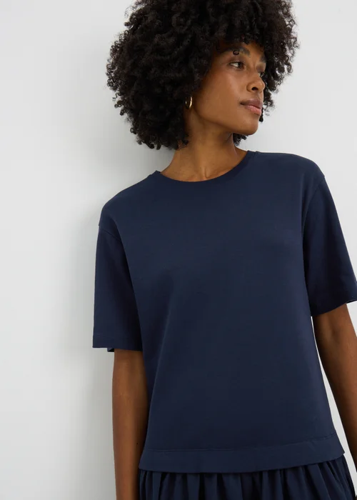 Navy 2 in 1 T-Shirt Midaxi Dress - 8 Image 2