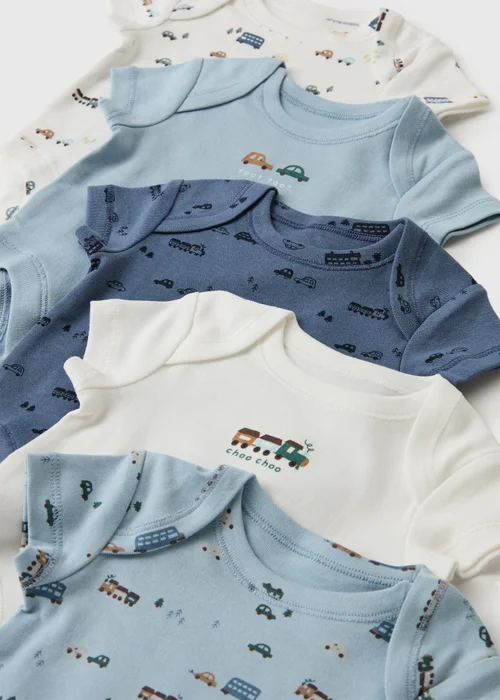5 Pack Baby Blue Transport Bodysuits (0-23 Months) - First Size Image 2