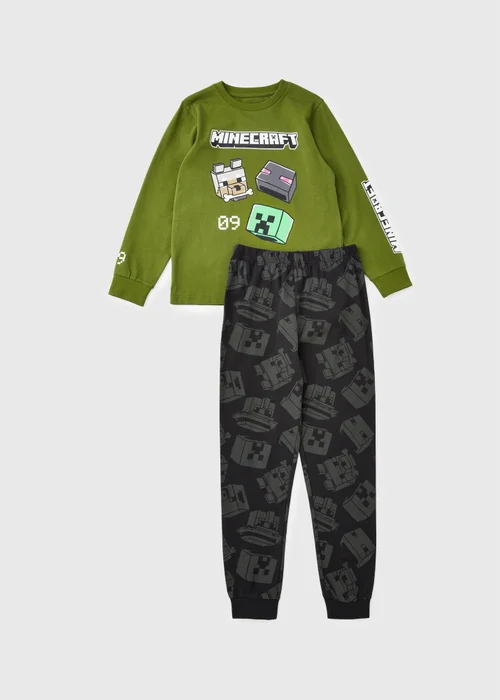 Minecraft Boys Green Long Pyjama Set (3-13yrs) - 4-5 Yrs Image 1