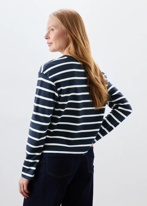 Navy Striped Boxy T-Shirt - XS Image 3