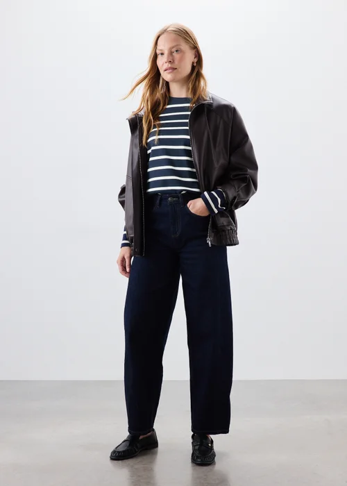 Navy Striped Boxy T-Shirt - XS Image 4