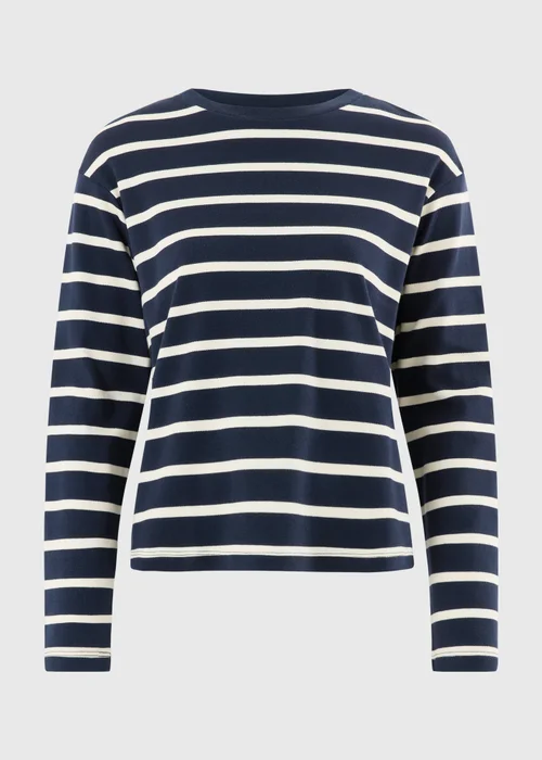 Navy Striped Boxy T-Shirt - XS Image 5