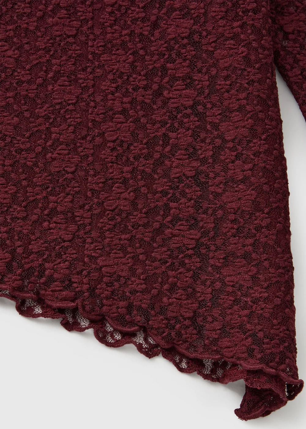 Girls Burgundy Lace Trim Asymmetric Top (7-15yrs) - 8 Yrs Image 2