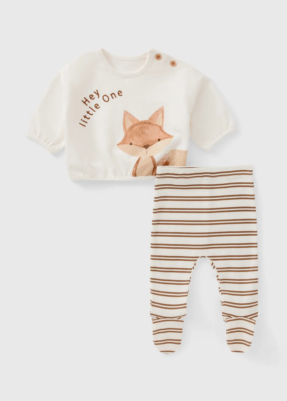 Baby White Fox Top & Leggings Set (Newborn-18 mnths) - First Size Image 1